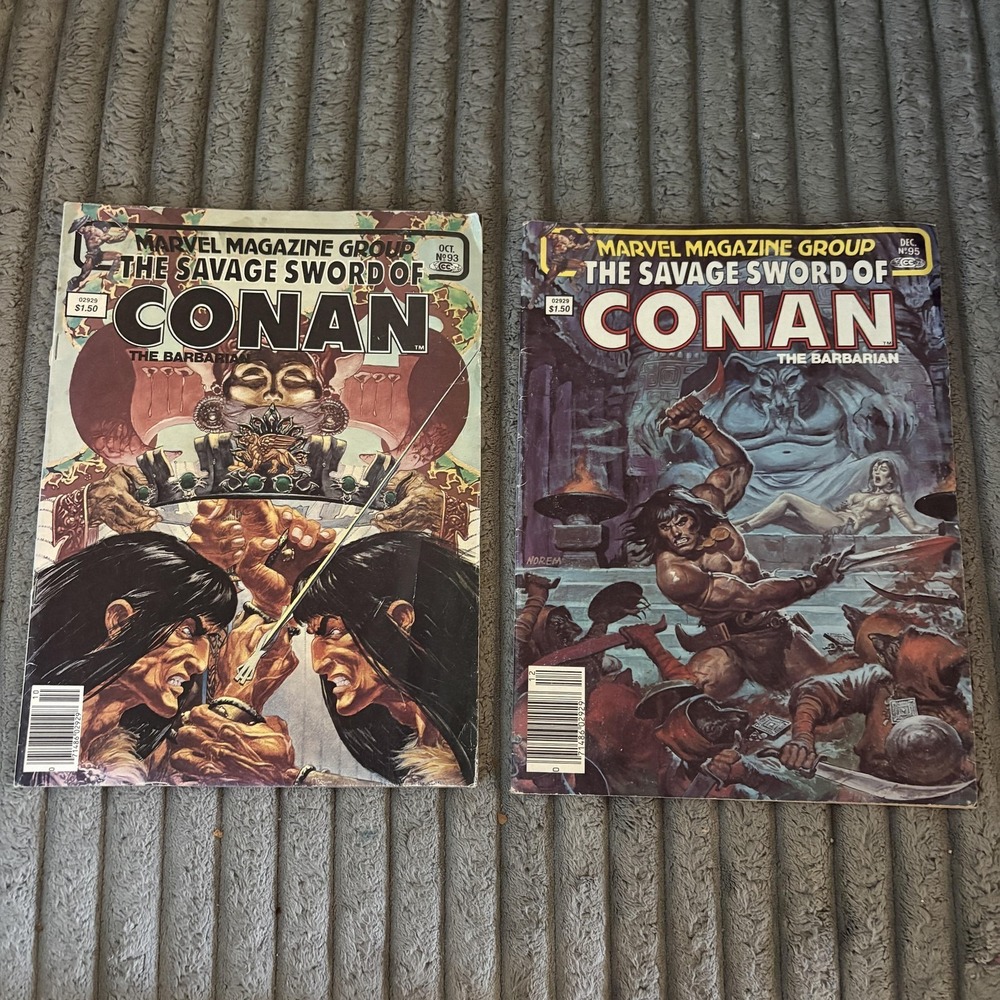 Savage Sword Of Conan Marvel Comics Lot 2 #93 #95 1983 Bronze Age Magazine B&W